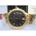 Retail: R10,714.00** Krug-Baumen MEN Charleston 4 Diamond Black Dial Gold Strap Watch