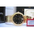 RRP: R10,714.00** Krug-Baumen MEN Charleston 4 Diamond Black Dial Gold Strap Watch