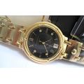 Retail: R10,714.00** Krug-Baumen MEN Charleston 4 Diamond Black Dial Gold Strap Watch