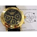 Opens @ R1 Retail: R14,595.77 Krug Baumen MEN Principle CHRONO Gold 8X  Diamond  Leather Watch