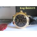RETAIL: R13,500.00 Krug Baumen WOMEN Principle CHRONO Gold 8X Genuine Diamond Blue Leather Watch