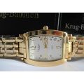 NEW RRP £635 Krug Baümen MEN Tuxedo 4 Natural Diamond White Dial 18Kt Gold Strap Watch