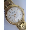 R1 AUCTION** RRP £625 Krug Baumen MEN Charleston 4X REAL Diamonds White Dial 18kT Gold  Strap Watch