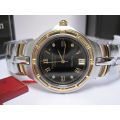 Retail - R10,506.28 Krug Baumen MEN Regatta 4X Real Diamonds Black Dial Two Tone Watch