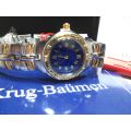 Retail: R10,000.00 Krug Baumen LADIES Regatta 4X Genuine Diamond Black Dial Two Tone Watch