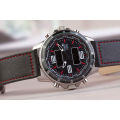 Aviator F-Series men's Black Leather with Red Stitches Pilot Chronograph