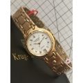 R1 AUCTION Retail @ R9900 Krug Baumen Ladies Charleston 4 Diamond White Dial 18K Gold  Strap Watch