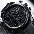 DETOMASO Casabona Mens Watch XXL Black Edition Multifunction Stainless Steel Black Leather watch