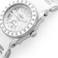 Retail: R18,000.00 Aquaswiss Women Swissport with 24 Diamonds Watch Silver and White Silicone Band