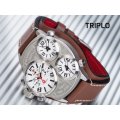 DETOMASO TRIPLO Men¿s Watch Chronograph 3 Time Zones Stainless Steel Black New