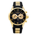 Retail: R12,000 Aquaswiss Men Trax 5H Watch with Chronograph 18k Gold and Black Silicone Band