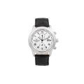 Retail: R12,000 Aquaswiss Swiss Made Classic 5h Unisex  Black Leather Strap Silver Dial Chronograph