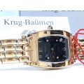 Opens @ R1 Retail: R10,546.54 Krug-Baumen MEN Tuxedo 18K Gold 4X REAL Diamonds BLACK Dial Gold Strap