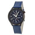 R1 Auction!! RRP R14,190.20 Morphic M44 Series Men's Dual Time Blue Leather Watch w/ Retrograde Date