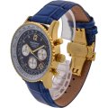 Retail: R14,366.90 Krug Baümen Air Traveller  8 Real Diamond 18K IGP Gold Dial Blue Watch