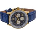 Retail: R14,366.90 Krug Baümen Air Traveller  8 Real Diamond 18K IGP Gold Dial Blue Watch