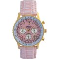 Opens @ R1 Retail: R15,655.63 Krug Baümen 8 Genuine Diamond 18K Gold Pink Dial Croco Strap Watch
