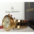 Opens @ R1 Retail: R13,576.03 Krug Baumen UNISEX Couture Chrono MOP Diamond 18K Gold IPG  Gold Watch