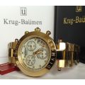 Opens @ R1 Retail: R13,576.03 Krug Baumen UNISEX Couture Chrono MOP Diamond 18K Gold IPG  Gold Watch