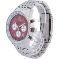 Retail: R15,247.97 Krug Baümen Air Traveller  8 REAL Diamond Red Dial Stainless Steel Watch