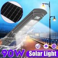90W LED Solar Power Street Light, PIR Motion Sensor, Waterproof, Night Sensor