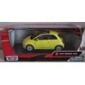 Fiat 500 2007 yellow 1/24 Motormax NEW+boxed  #2128 instant wheels