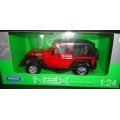 Jeep Wrangler 2007 red 1/24 Welly NEW+boxed  #2173 instant wheels