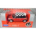 Mini Cooper S 2012 red + chequered roof 1/43Welly NEW+boxed #5045 instant wheels