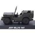 Willis Jeep 1947 green 1/43 IXO/DeAgostini NEWinBLISTER  #5231 instant wheels