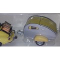 Porsche 356 Cabrio 1952 w. caravan yellow 1:43 Schuco NEW+boxed  #5283 instant wheels