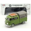 Volkswagen T1 double-cab with roof-carrier+tarp 1967 green 1:24 NEW+boxed  #2235 instant wheels
