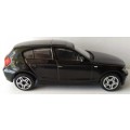 BMW 120d (1 Series/E87) 2010 black 1/43 Bburago NEW+showcased  #5349 instant wheels