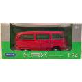 Volkswagen T2 Kombibus 1972 red 1/24 Welly NEW+boxed  #2110 instant wheels