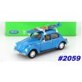 Volkswagen Beetle blue +surfboards 1/24 Welly NEW+boxed  #2059 instant wheels