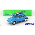 Volkswagen Beetle blue+surfboards 1/24 Welly NEW+boxed  #2060 instant wheels