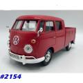 Volkswagen T1 double-cab pick-up 1959 red 1/24 Motormax NEW+boxed   #2154 instant wheels