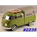 Volkswagen T1 double-cab with roof-carrier+tarp 1967 green 1:24 NEW+boxed  #2235 instant wheels