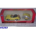 Porsche 356 Cabrio 1952 w. caravan yellow 1:43 Schuco NEW+boxed  #5283 instant wheels