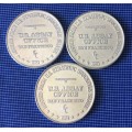 3 x Silver Troy 1 Oz US Mint coins - 1981