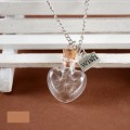 Ladies Stunning 925 Silver Plated  Heart Shaped " Wish Bottle "  Pendant Necklace