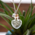 Ladies Stunning 925 Silver Plated  Heart Shaped " Wish Bottle "  Pendant Necklace
