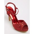 Ladies Stunning Kamikaze Red High Heel Shoe by  "  FOOTWORK "  (Size 7 )