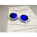 Ladies Cool & Funky Retro  PRADA  Style Sunglasses ( White / Shiny Blue )