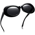 Ladies Cool & Funky Retro  PRADA  Style Sunglasses ( Black / Black )