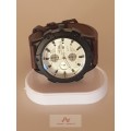 Mens Fashionable & Cool  Military Style Leather Band Watch