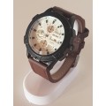 Mens Fashionable & Cool  Military Style Leather Band Watch