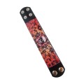 Cool Goth Leather  ` FLAMING SKULL `  Wristband