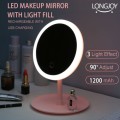 Super Smart Rechargeable Touch Screen 3 Light Levels LED MakeUp / Bedside Mirror With Storage Tray
