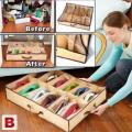 SHOES UNDER  12 POCKET SPACE SAVING SHOE ORGANIZER and PROTECTOR