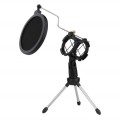 Proffessional Foldable Desktop Microphone Tripod Stand with Pop Shield Dual Filter